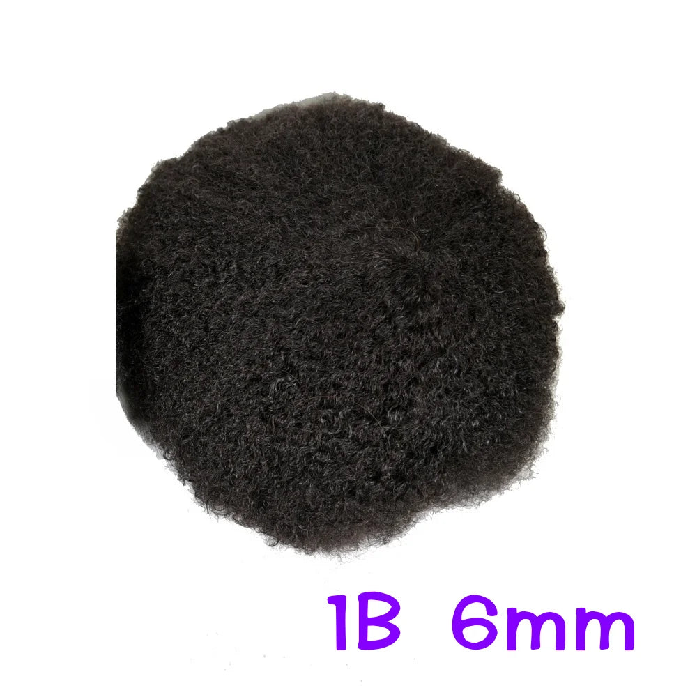 Afro Toupee for Men Undetectable Full Lace Toupee Wig Male Hair Prosthesis 6" System Unit Afro Curly Wig