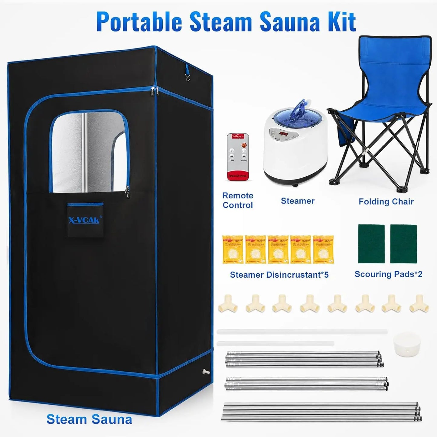 Portable Steam Sauna Personal Full Body Sauna Spa for Home Relaxation,4L1500 Watt Steamer Remote Control Portable Chair