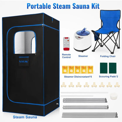 Portable Steam Sauna Personal Full Body Sauna Spa for Home Relaxation,4L1500 Watt Steamer Remote Control Portable Chair