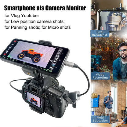 HDMI Adapter 4K Video Capture Card DSLR Video Camera Transmission Mobile Phone Screen Monitor Set for Vlog Youtuber Filmmaker