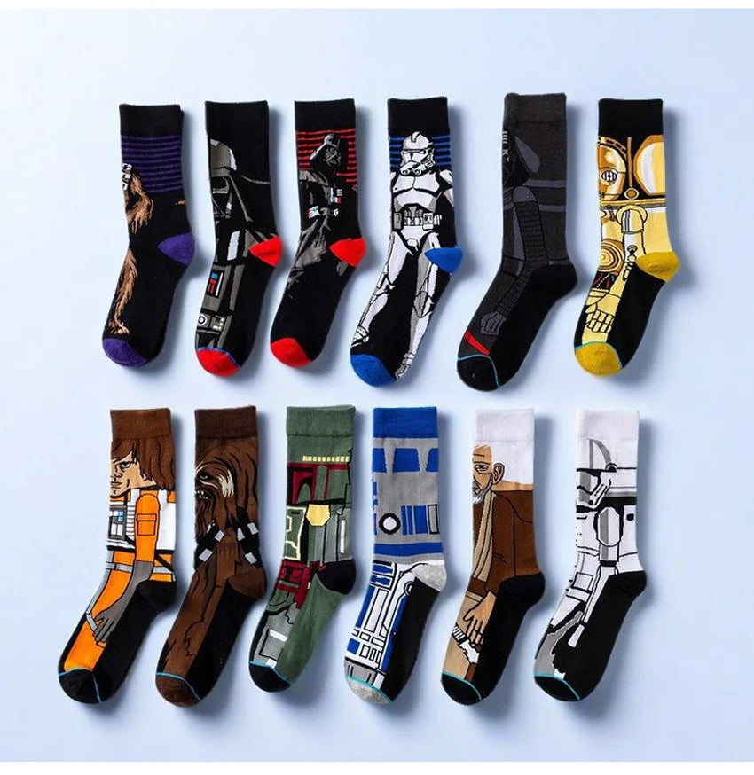 1 pair Autumn Winter Anime Socks Movie Women socks Master Yoda R2-D2 Cosplay Socks Wookiee Jedi Knight Novelty Men's Socks 37-45