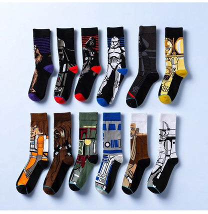 1 pair Autumn Winter Anime Socks Movie Women socks Master Yoda R2-D2 Cosplay Socks Wookiee Jedi Knight Novelty Men's Socks 37-45