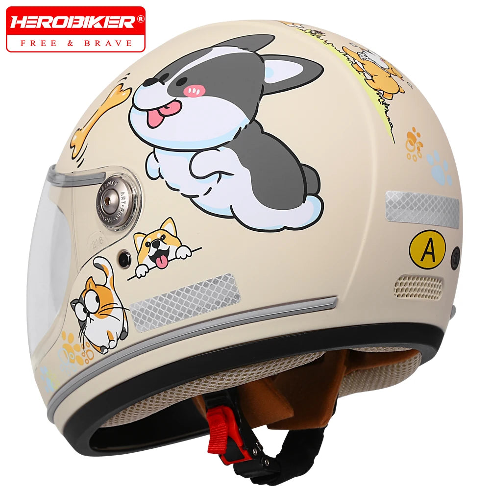Children's Anti Fall Helmet Cute Cartoon Motorcycle Helmets Electric Bike Helmet Children's Moto Helmets Riding Full Helmet