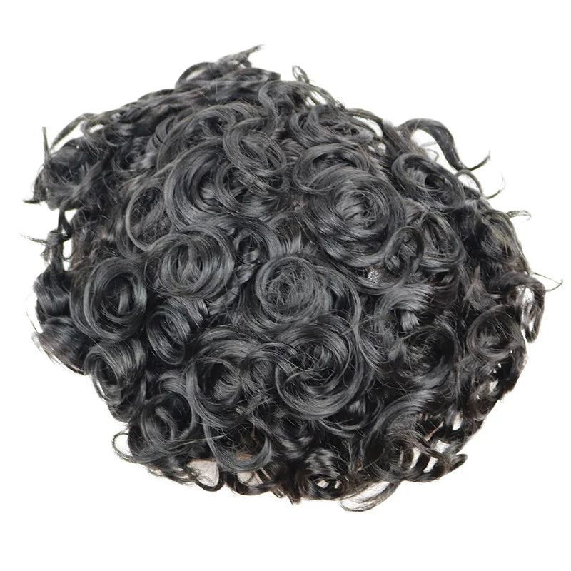 26mm Loose Curly 0.06mm Natural Hairline Men Toupee Ultra Thin Skin Full VLoop 1B80 613# Blonde Male Human Hair Prosthesi System