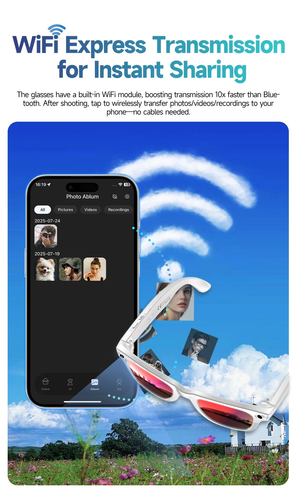 2025 New 800W Camera Glasses Bluetooth Smart Glasses with Camera Voice Call Music Smart Sunglasses Video Sound Record AI Glasses