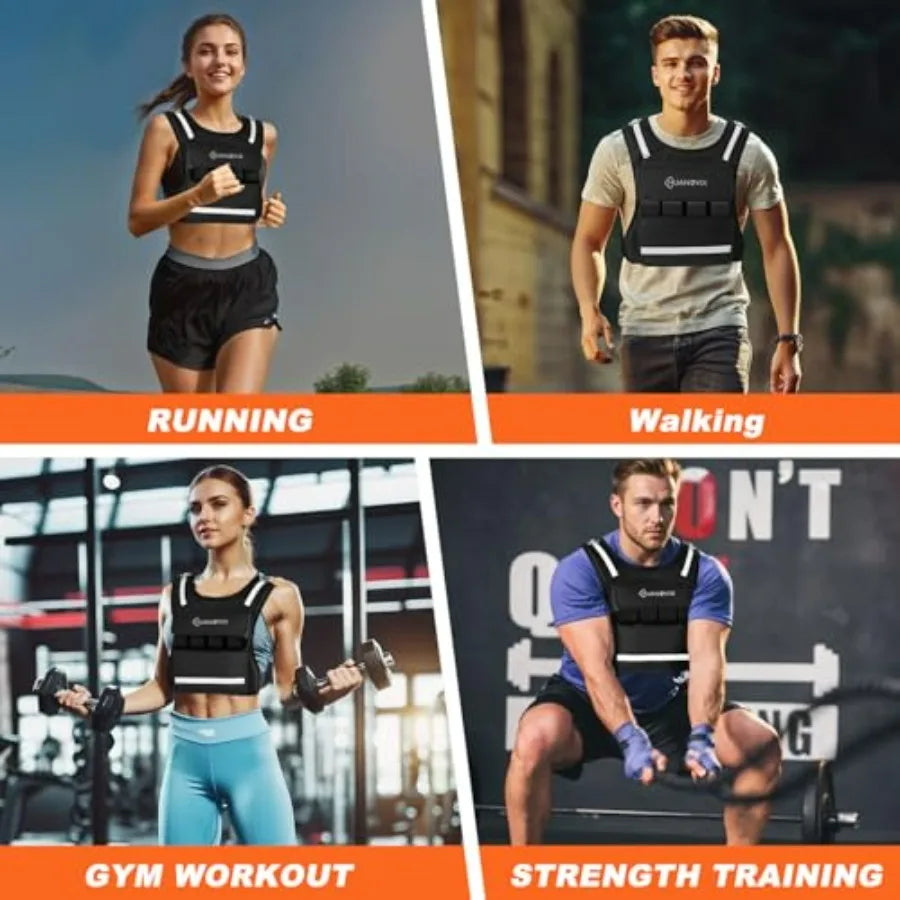 Weighted Vest, 0-40 LBS Adjustable Weight Vest With Reflective Stripe, No Weights Included, Ultra Thick Shoulder Padding Design