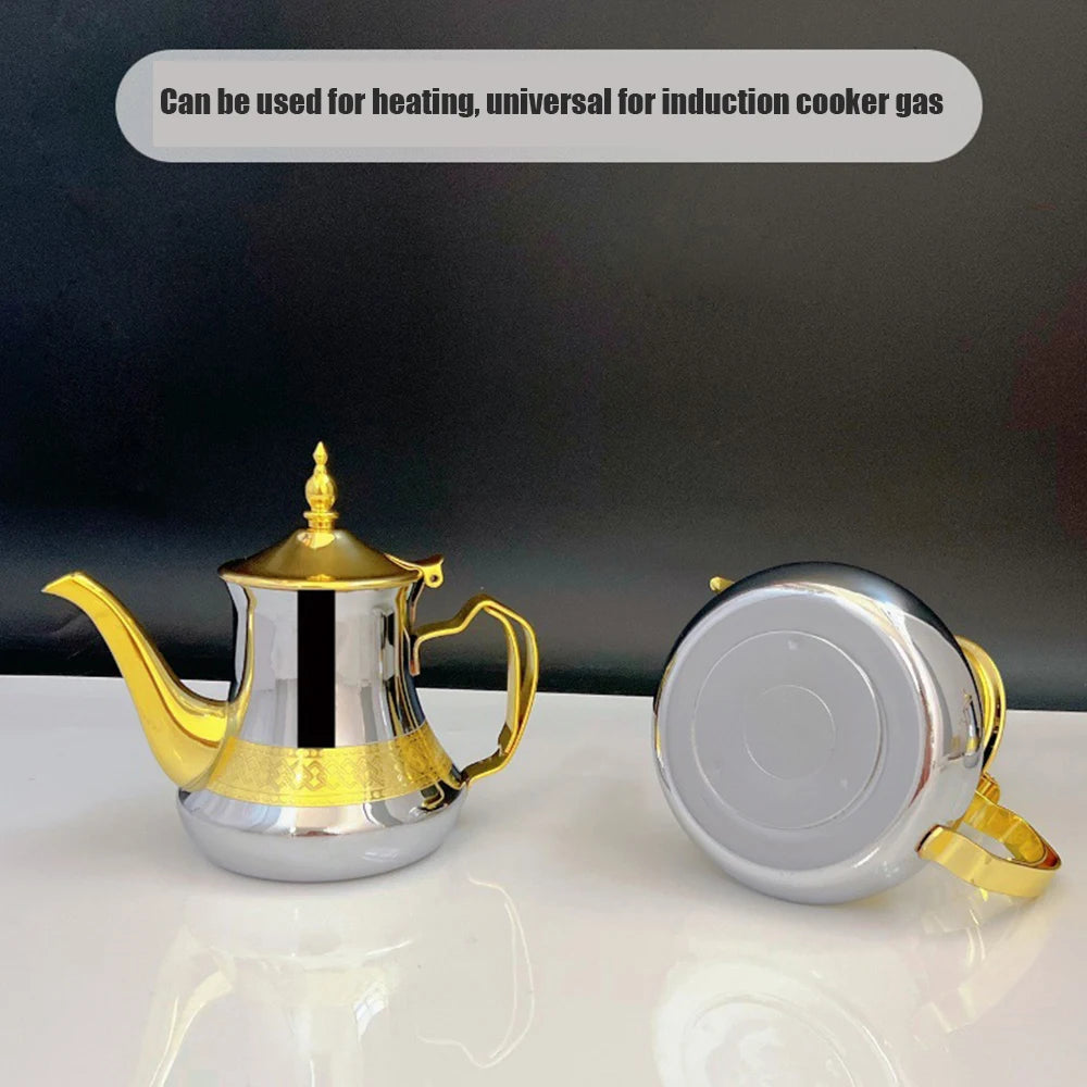 Arabic style stainless steel teapot, Moroccan mint tea pot, Induction cooker gas boiling water kettle,Restaurant Home Tea Kettle