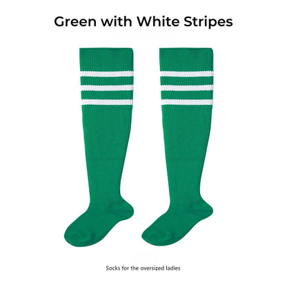 Women's Striped Plus Size Thick Thigh-High Socks Collection Big Girls Acrylic Yarn Stretch Colorful Streaks Leg Warmer Socks