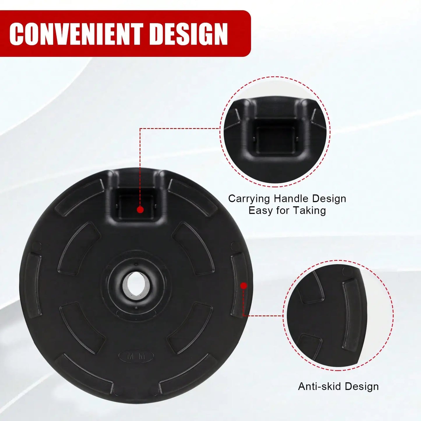 50LBS Round Umbrella Base Water Filled With Steel Umbrella Holder, Heavy Duty Fillable Umbrella Base Stand For Outdoor, Patio, L