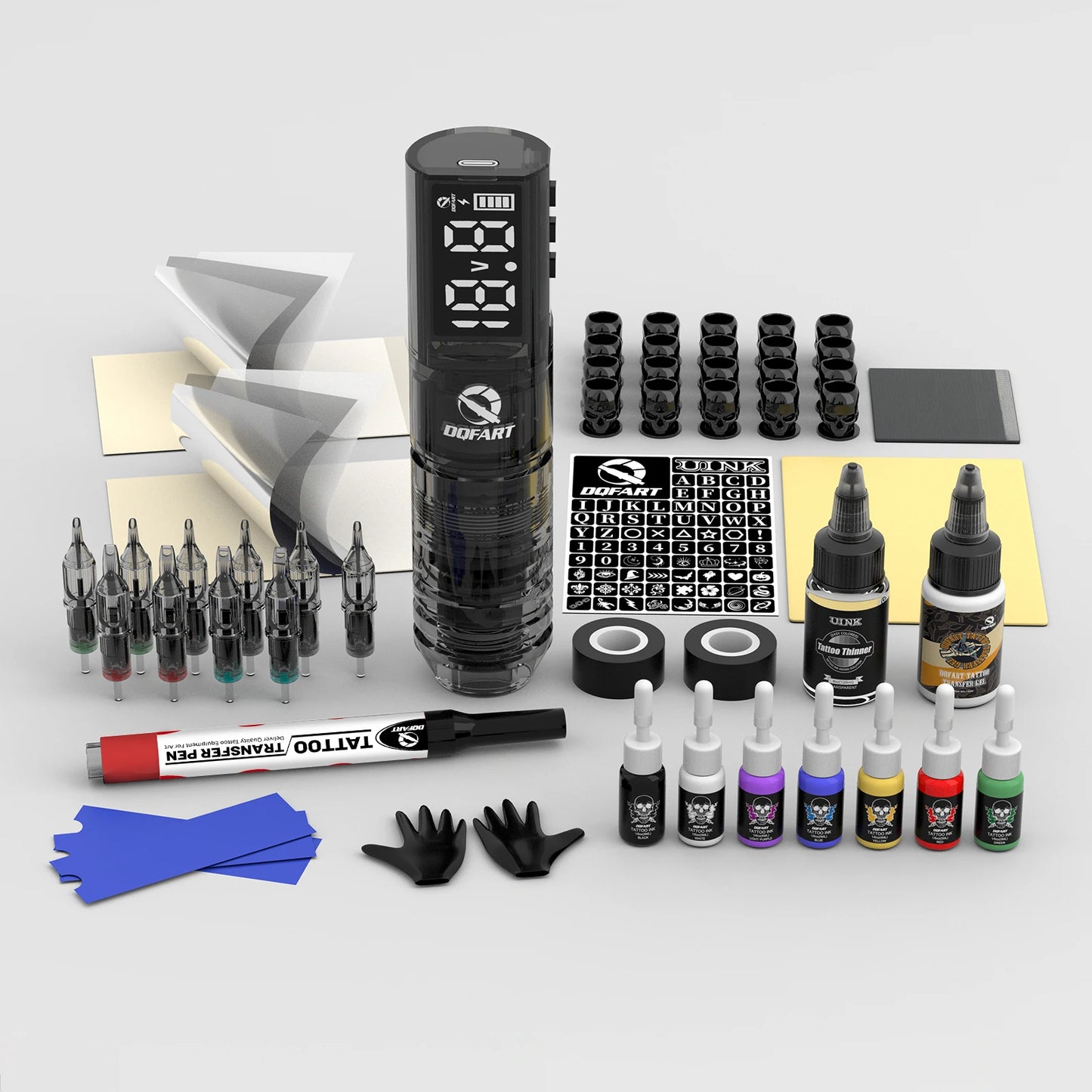 DQFART Tattoo kit Wireless Tattoo Machine 1600mAh Tattoo Needle Tattoo Ink Accessories For Tattoo Artist Beginne Tattoo Supplies