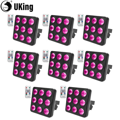 U'King 8Pcs 30W Square Par Lights 9X10W RGBW LEDs Stage Effect Lighting DMX512 Strobe Lights For DJ Show Concert Party KTV
