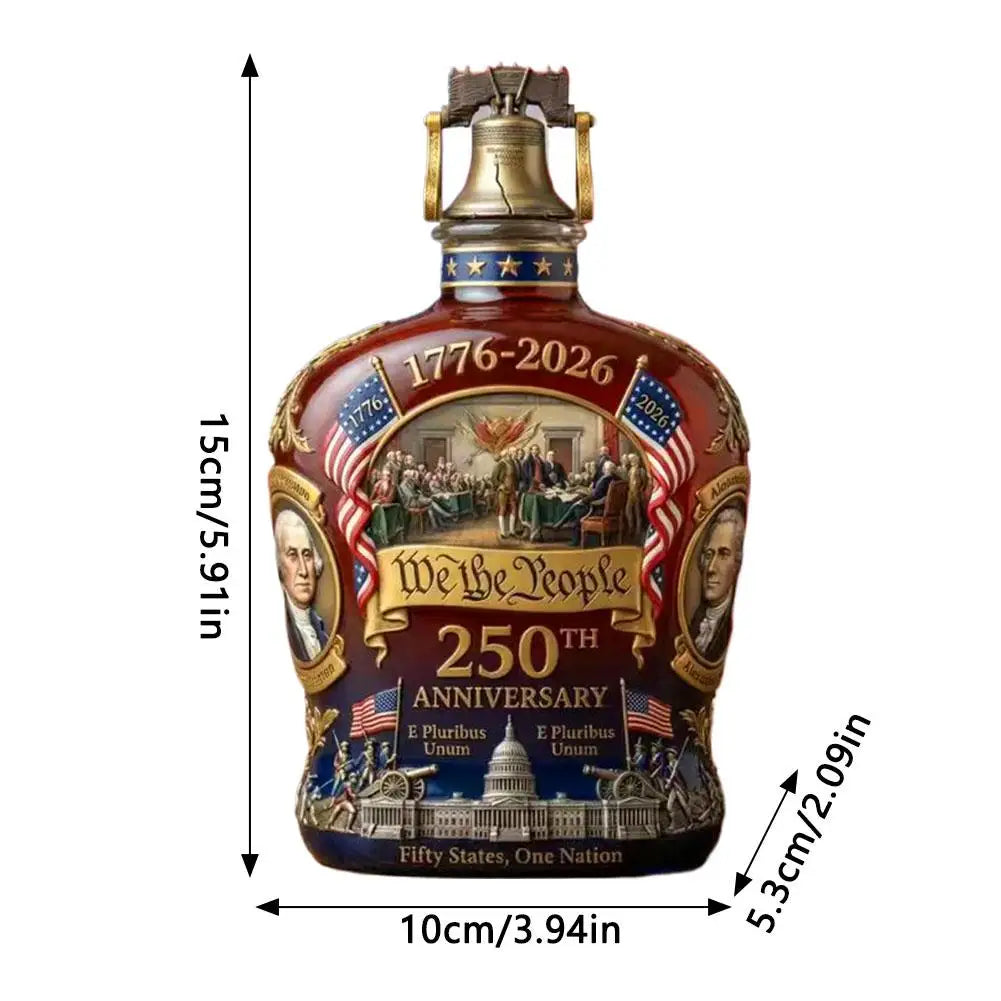 250 Anniversary USA Ornament, 250th Anniversary Commemorative Whiskey Bottle, Drink Party Personal Reserve Patriotic Decoration