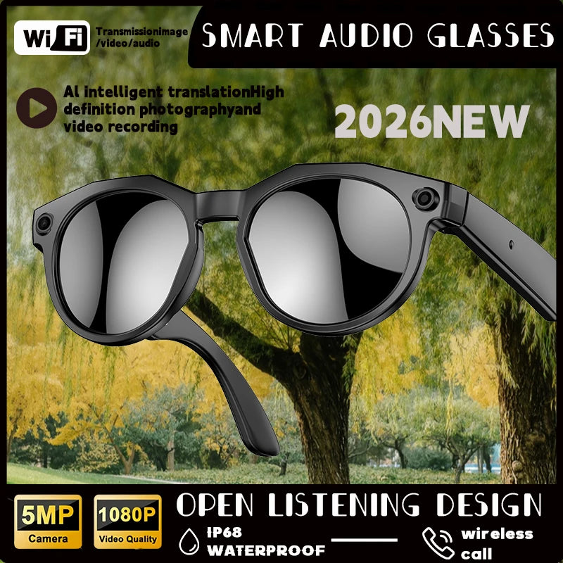 2026 NEW 8K HD AI Smart Glasses Chat GPT 800MP Camera Bluetooth Call AI Translation Voice Assistant Control Sunglasses Women Men