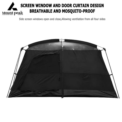 Mount Peak offers two-bedroom tents that can accommodate 5-8 people, and outdoor camping park family tents with sunshades.