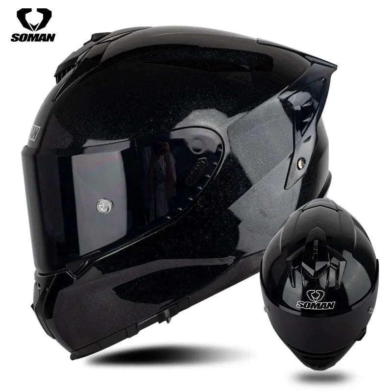 SOMAN ECE Motorcycle Helmet Adjustable Double Lenses Full Face Helmet Motocross Head Protection Anti-Fall Biker Motorbike Helmet