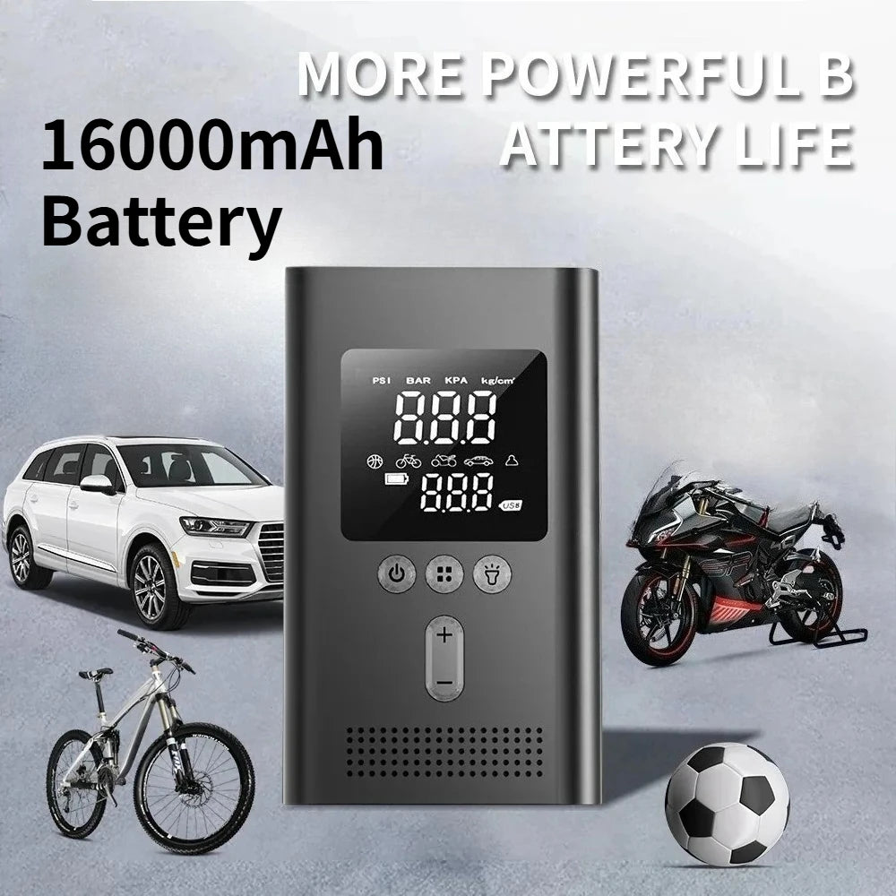 4 IN1 Car Jump Starter with Tire Inflator, 3000A Jump Starter Power Bank with 150PSI Air Pump Auto Air Compressor, LED Light
