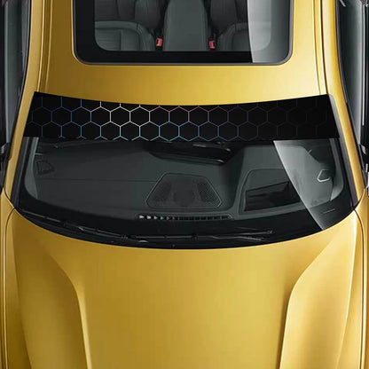1 Colorful Honeycomb Tech Decorative Car Windshield Sticker - High Quality, Weathering Vinyl Decal, Self Adhesive, Suitable