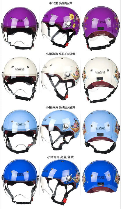 BEON Motorcycle Helmet for Adult and Child All Seasons Electric Vehicle Half Helmet Summer Sun Protection Helmet Motorcycle