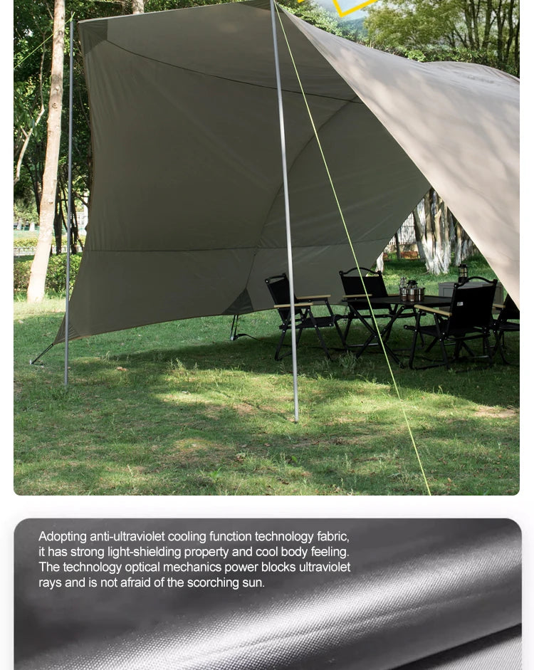 Car Awning Tent 210D Waterproof Windproof UV Sun Shelter Anti-Mosquito Beach Camping Tent Portable for Outdoor