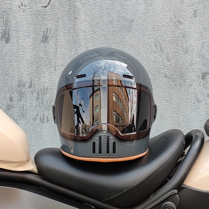 ORZ Retro Full Helmet Motorcycle Motorcycle Helmet Four Seasons Couple Street Bike Helmet Riding