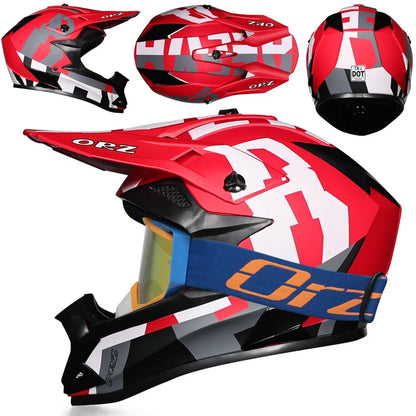 DOT Approved Off Road Helmet with Goggles Motocross Helmet Dirt Bike ATV Motorcycle Helmet Moped Dirtbike Racing Dirtbike Helmet