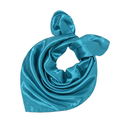 60x60cm Solid Colors Neckerchief Scarf For Women Silk Satin Headband Hair Scarves Female Square Shawls Head Scarfs