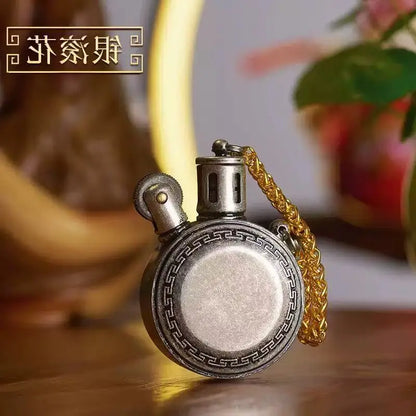 New Retro Round Kero sene Lighter Creative Metal Windproof Flame Lighter Gold and Silver Oil Lighter Smoking Accessories Tool