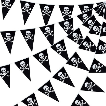 Various festive scenes, decorate pirate skeletons, string flags, pirate theme parties, Halloween, decorate birthdays, pull flags
