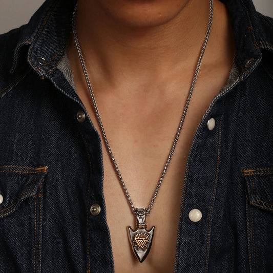 1PC Vintage Stainless Steel Myth of North Europe Viking Arrow Necklace Men Odin Compass Necklace for Men Jewelry Gift for Him