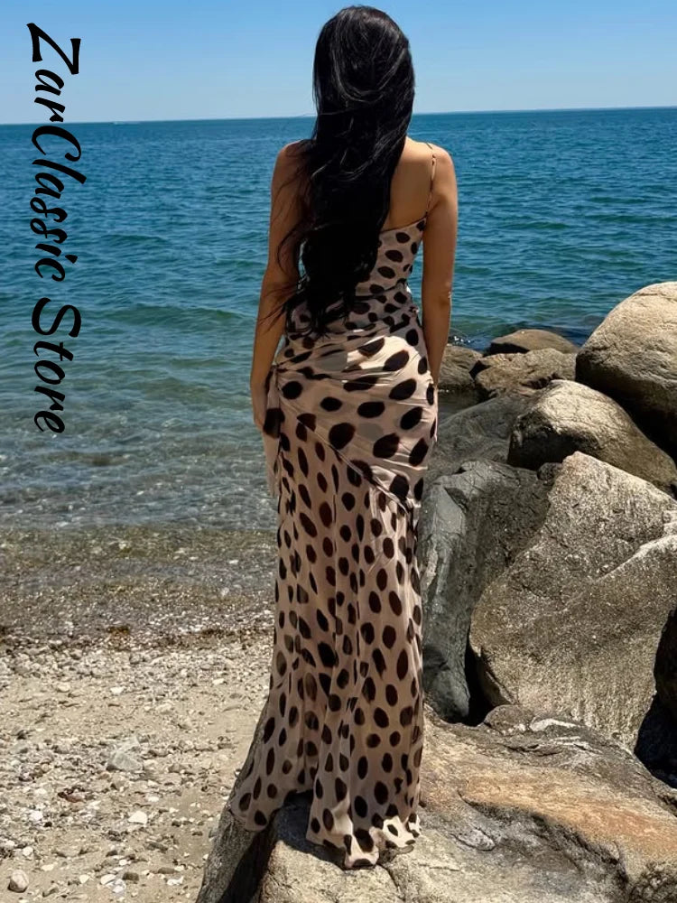 Sexy Leopard Print Women's Summer Dress Y2k Sleeveless Waist Cinching Strap Dresses With Scarf New Casual Beach Party Robe 2026
