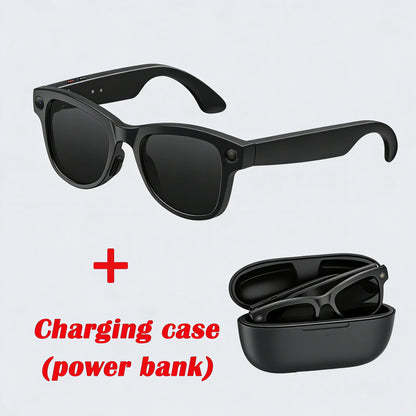 M02 AI Smart Glasses 8MP Camera Video Recording 100+Languages Translation Sunglasses Bluetooth Call Music Play with Charging Box