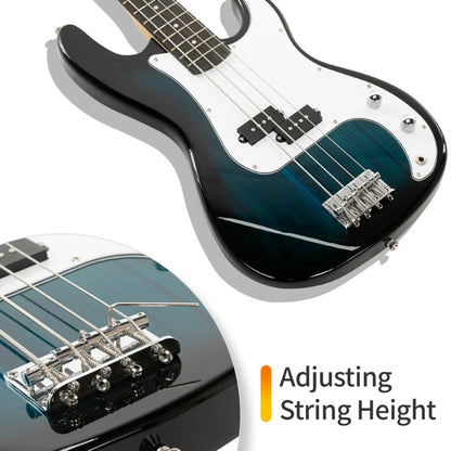 Electric Bass Guitar 4 Strings 20 Frets Electric Bass Set Electric Bass with Belt Cable and Wrench Tool