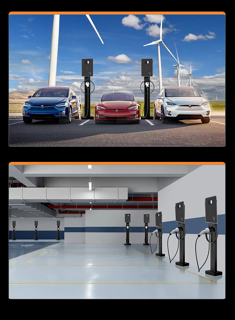 JIGU 1-phase 7kw 32A Type 2 Electric Vehicle Charging Station 3-phase 11KW 22KW EV Charger WIFI Bluetooth Wallbox Car Charger