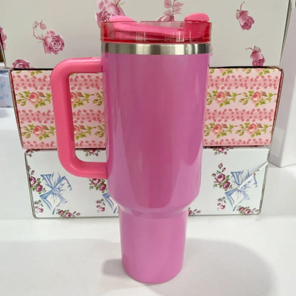 40oz Tumbler withLOGO Handle Lid Straw Stainless Steel Vacuum Insulated Quengher H2.0 Thermos Cup Silicone Boot for Stanleys