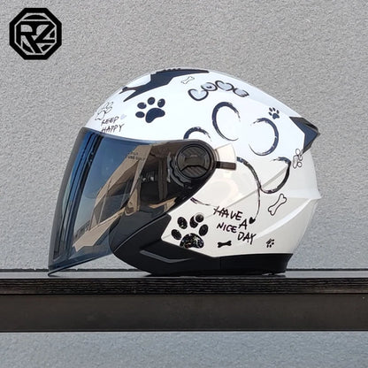 2025 Latest High Quality Motorcycle Helmet Half Covering Dual Lens Cascos para Motos Male Female Couple Capacetes de Moto