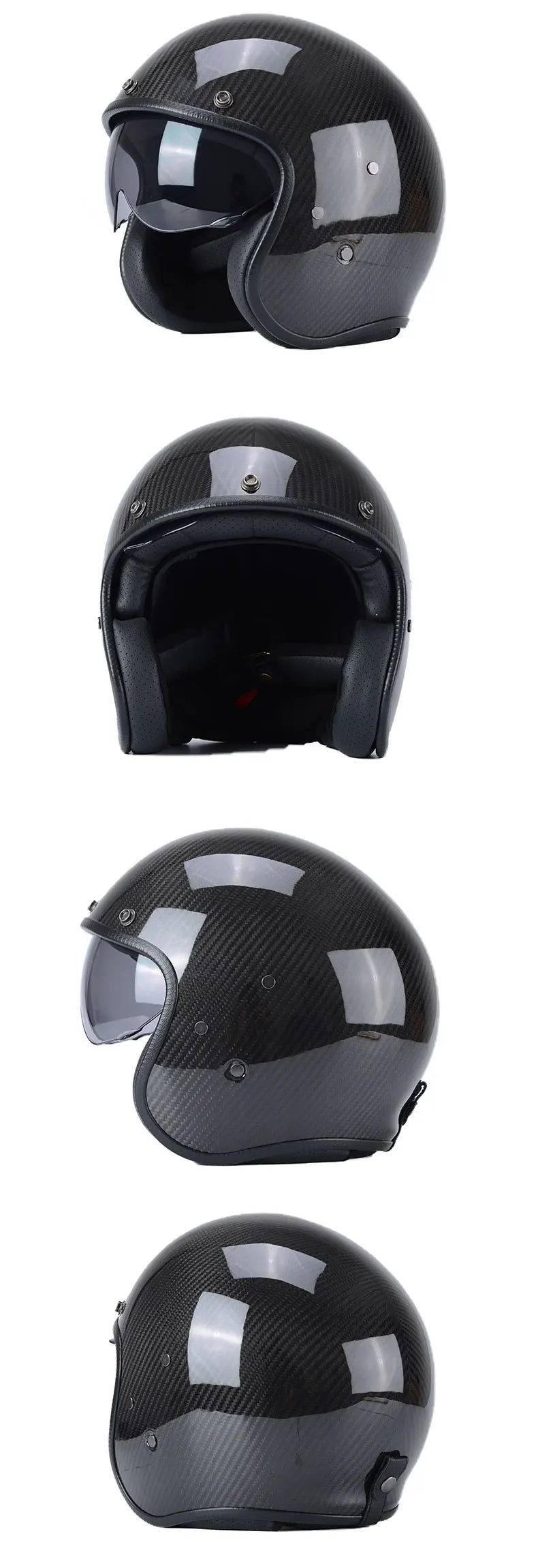 Durability 3K Carbon Fiber Black Gold Open Face Electric motorcycle Helmet for Man Woman DOT-Approved Enhance Riding Experience