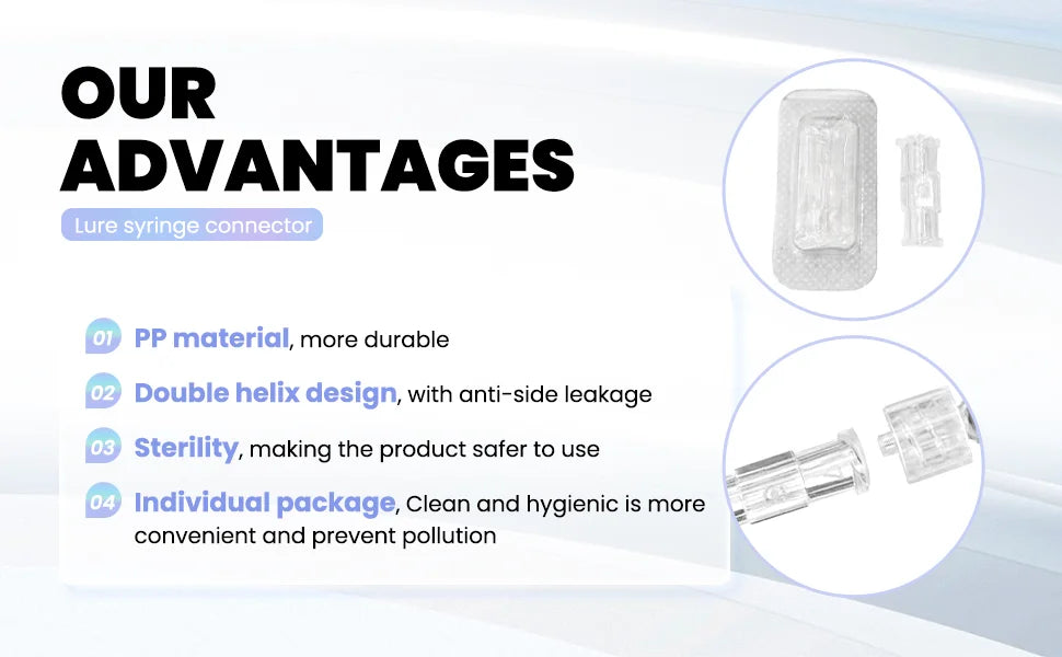 10/20/50/100Pcs Double Helix Luer Syringe Connector Sterile Transparent Pneumatic Parts PP Material Leak Proof Drug Guide Device