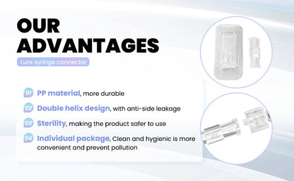 10/20/50/100Pcs Double Helix Luer Syringe Connector Sterile Transparent Pneumatic Parts PP Material Leak Proof Drug Guide Device