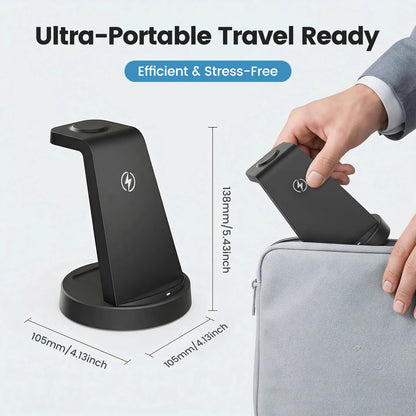 3 in 1 Magnetic Wireless Charger Dock Station 15W Foldable Fast Charging Multi-Device For Samsung S25 S24 S23 S22 Galaxy Watch iPhone
