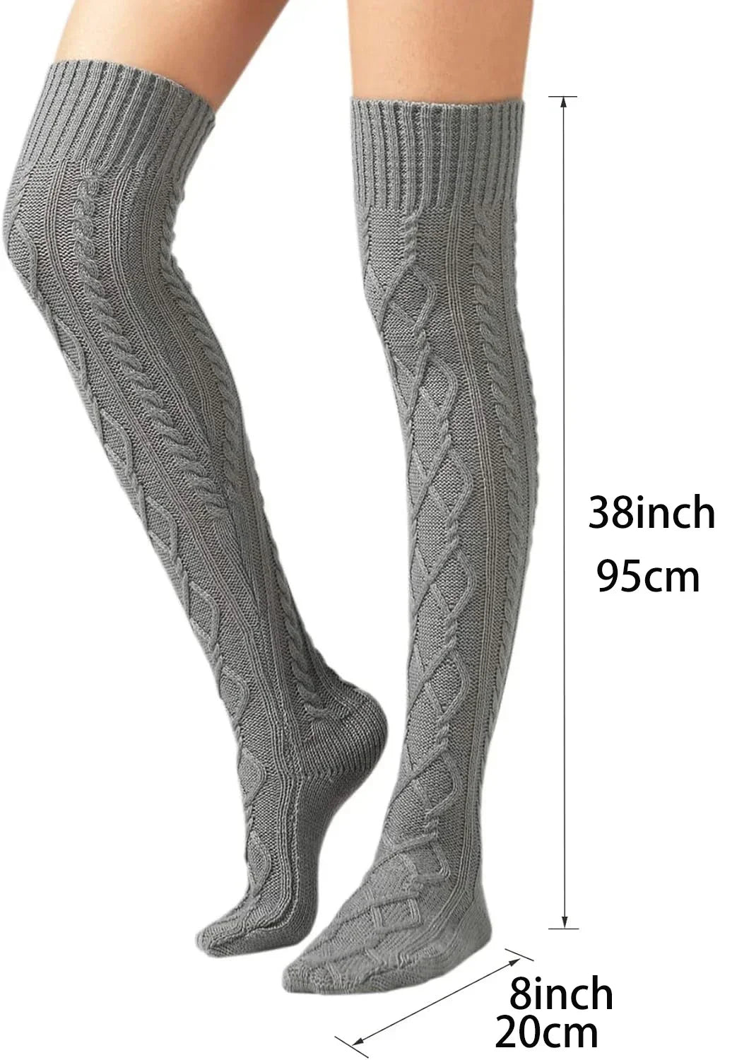 TRALOW Women's Thigh High Socks Over the Knee Cable Knit Boot Socks, Long Warm Fashion Leg Warmers Winter For Party Cosplay Yoga