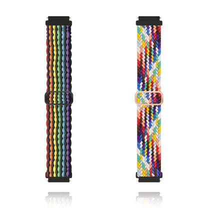 2 Packs Rainbow 20mm Braided Nylon Band Compatible With Samsung Galaxy Watch, Sport Loop Strap for Garmin, Pride Day