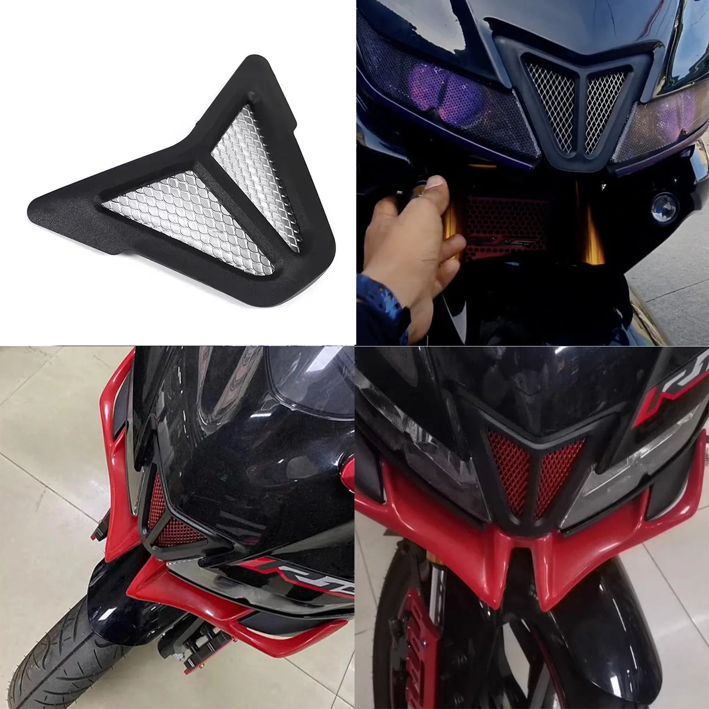 Dirt bike accessories moto decorative air Inlet Head Cover Aluminum Mesh Intake Guard Protector for Yamaha R15-V3 2017-2020