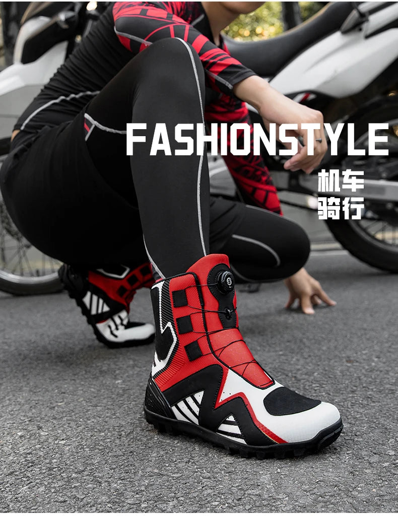 Motorcycle protective riding boots men four season fashion high top anti slip wear-resistant comfortable off-road cycling boots