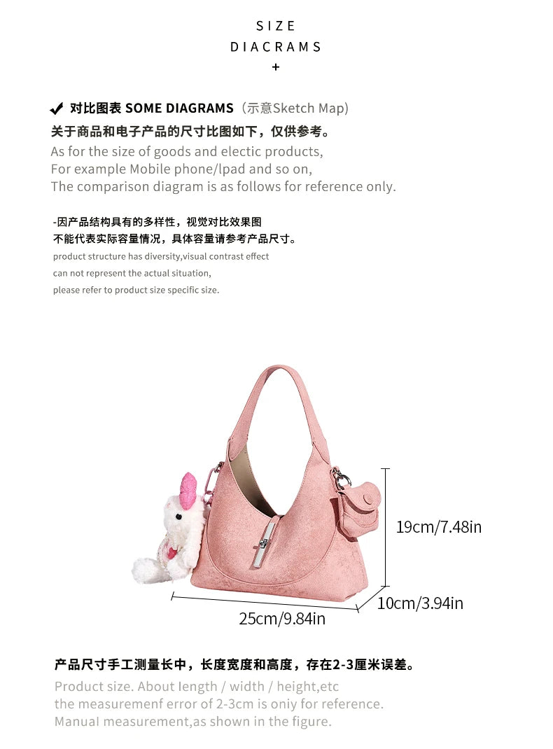 2026 New Pures Color Handbag with Long Shoulder Strap Messenger Bag Women's Designer Handbag Underarm Small Tote Bag