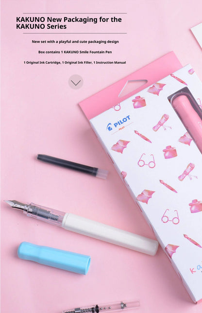 PILOT Kakuno Transparent Demo Student Fountain Pen,FKA-1SR Best for Practice,Calligraphy Available in EF/F/M Nibs Fun&Functional