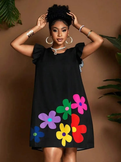 Round-neck Printed Women's Casual Dress