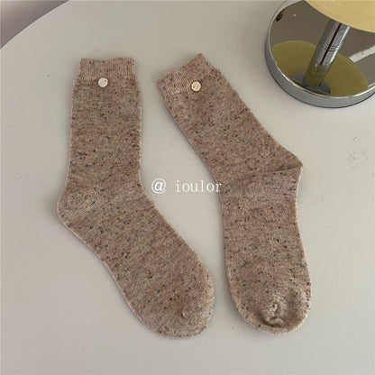 SP&CITY Colored Dotted Sheep Woolen Socks Women's Winter Warm Keeping Middle Tube Socks Casual Thick Korean Fashion Stockings