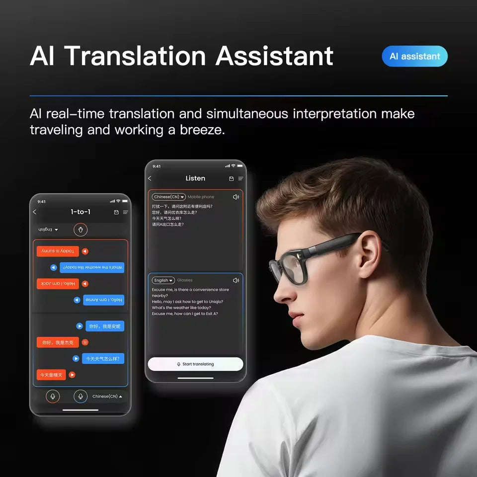 2026 New AI Smart Glasses Men Chat GPT 800MP Camera Double Microphone Voice Call AI Translation Voice Assistant Sunglasses Women