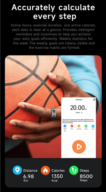 2026 New Smart Ring Display Screen Gestures Brush Video 5ATM Waterproof  Remote Camera Blood Pressure Monitoring For Men Women