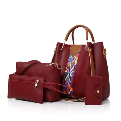 Fashionable Women's Shoulder Bag Hot Sale Of The Season New Style Mother-Child Multi-piece Set Colorful Ribbon Ladies Handbag Si